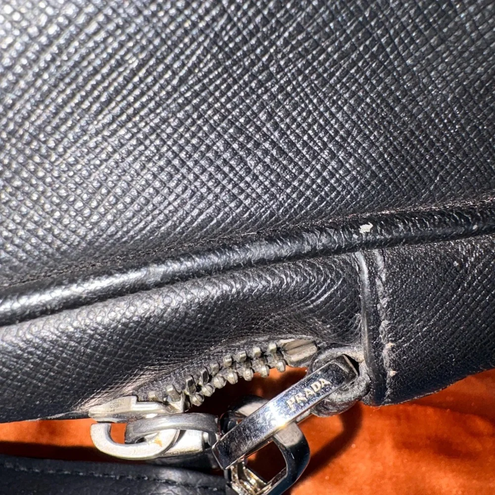 Prada Vintage Black Saffiano Leather Briefcase